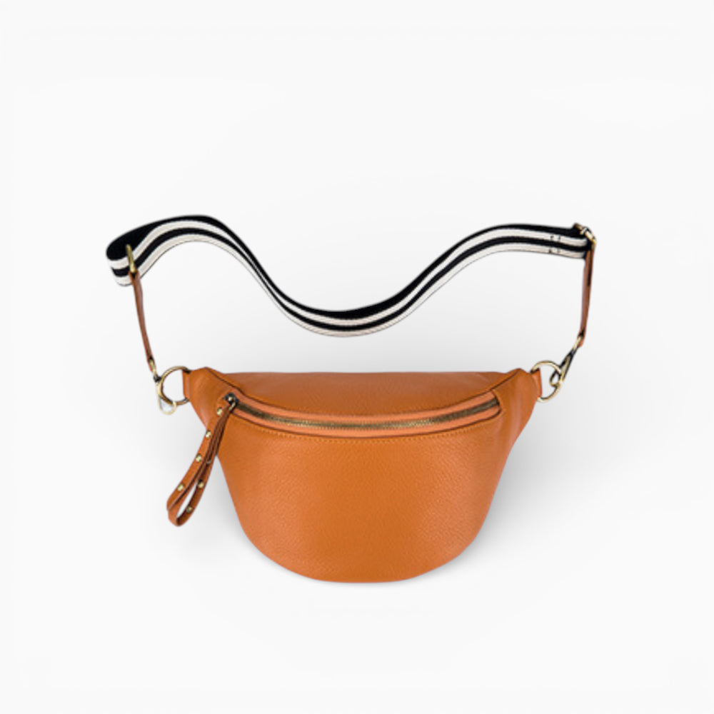 Sac banane en cuir pour femme modèle Perle de la marque Élégance Cuir, avec une finition moderne et élégante.