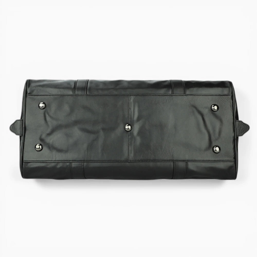 Vintage leather travel bag Venise by Élégance Cuir with rich texture and classic design, ideal for stylish getaways.