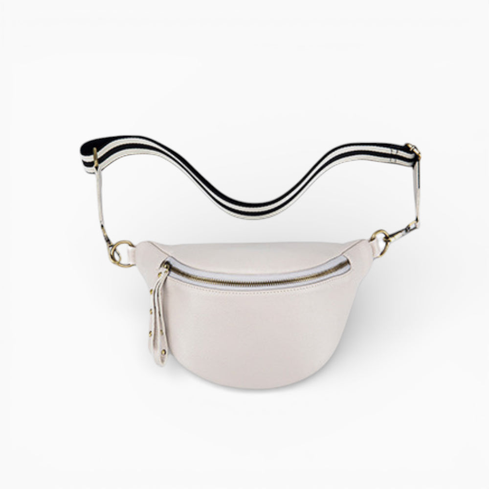 Sac banane en cuir moderne pour femme, modèle Perle de la marque Élégance Cuir, avec design élégant et détails raffinés.