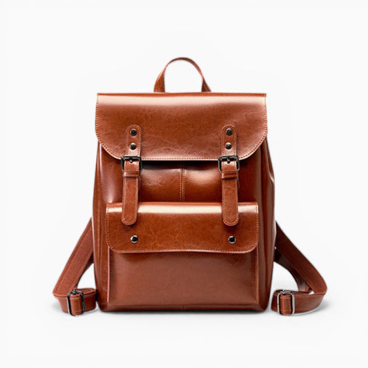 Sac à dos en cuir pour femme Élégance Cuir modèle La Conférence, élégant design et compartiment pour ordinateur.