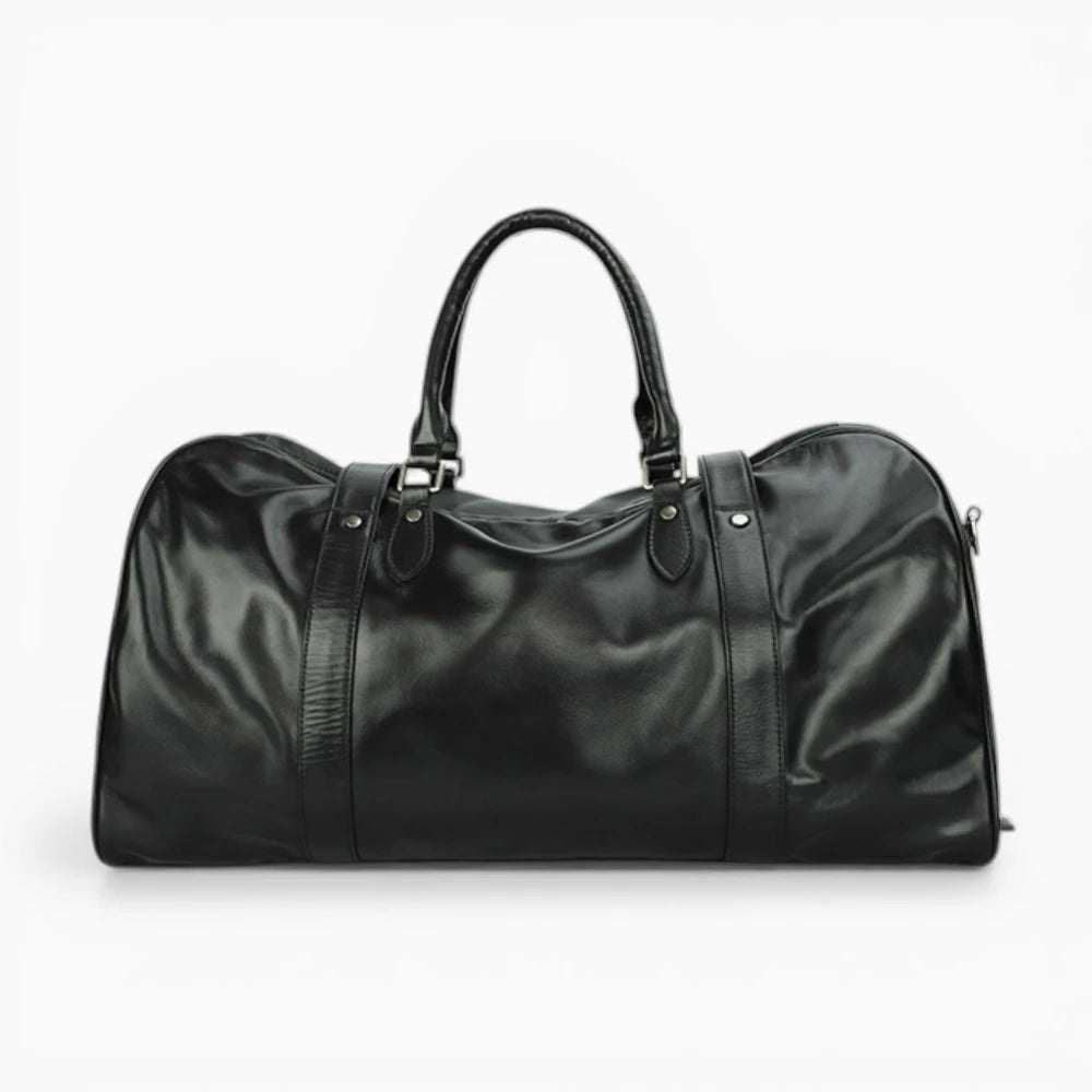Vintage leather travel bag Venise by Élégance Cuir, featuring a classic design and rich brown color.