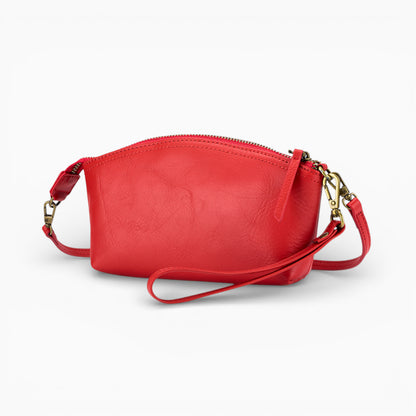 Compact leather fanny pack for women, Bijou model by Élégance Cuir, featuring a stylish design and adjustable strap.
