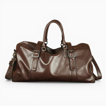 Sac de voyage en cuir vintage modèle Venise de la marque Élégance Cuir, affichant une texture riche et un design élégant.