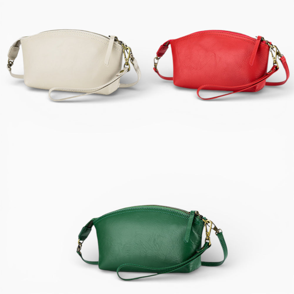 Compact women's leather fanny pack Bijou from Élégance Cuir in a stylish design with adjustable strap.