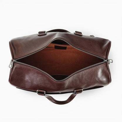 Sac de voyage en cuir pour homme modèle Tour Eiffel par Élégance Cuir, vue de face avec poignée et bandoulière.