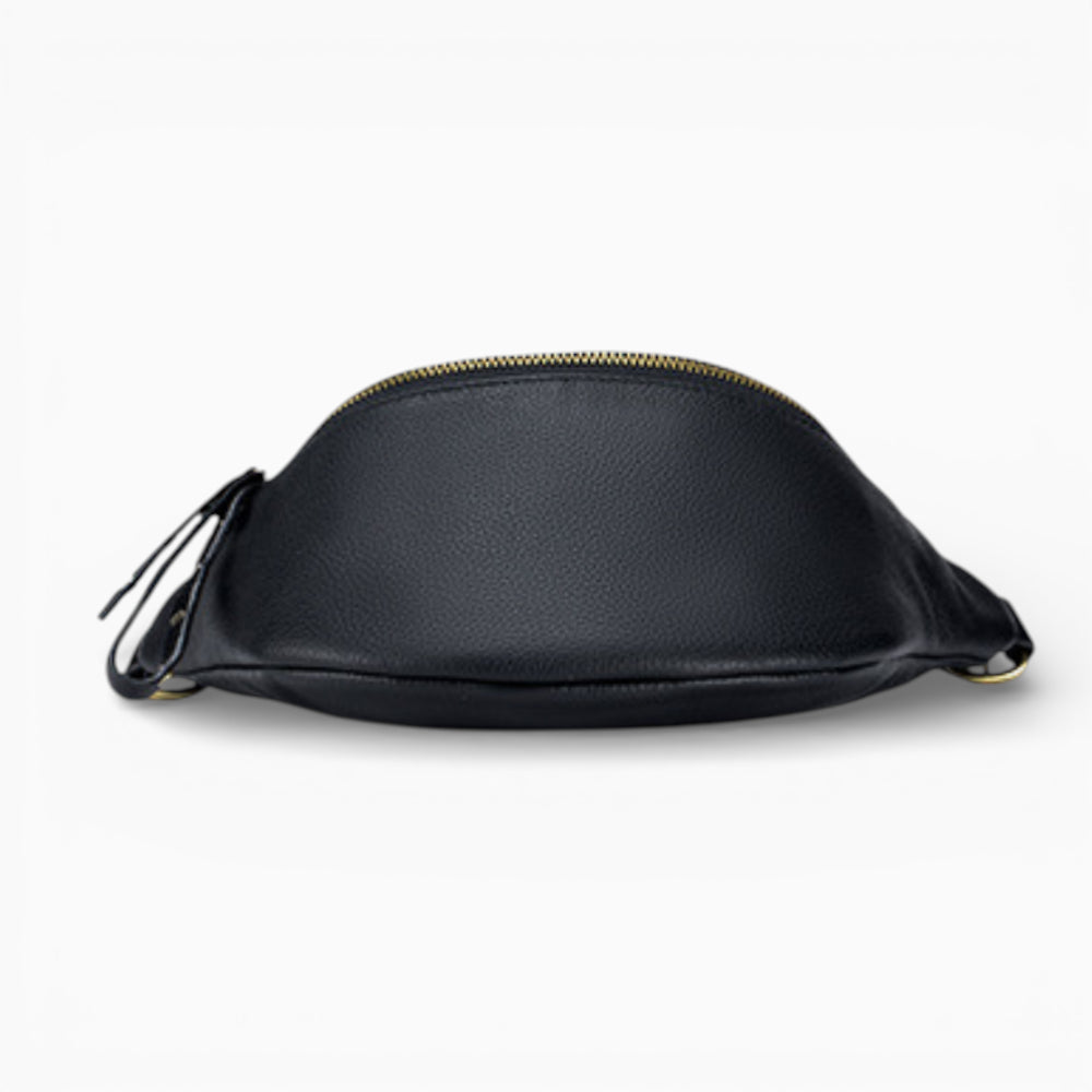 Modern leather fanny pack for women, Perle model by Élégance Cuir, featuring a stylish design and sleek finish.