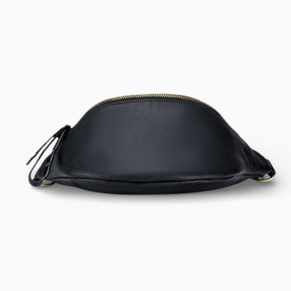 Modern leather fanny pack for women, Perle model by Élégance Cuir, featuring a stylish design and sleek finish.