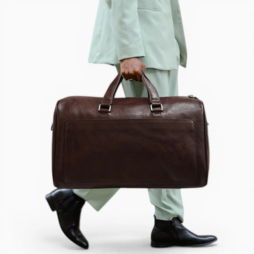 Sac de voyage en cuir pour homme modèle Tour Eiffel, élégant et spacieux, parfait pour les escapades du week-end.