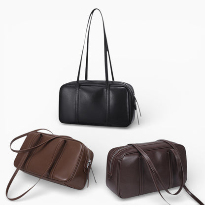 Sac bandoulière en cuir rectangulaire pour femme, modèle Zoé de la marque Élégance Cuir, affichant une finition élégante. 3 coloris.