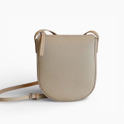 Sac bandoulière en cuir beige pour femme, modèle Victoria, vue de face
