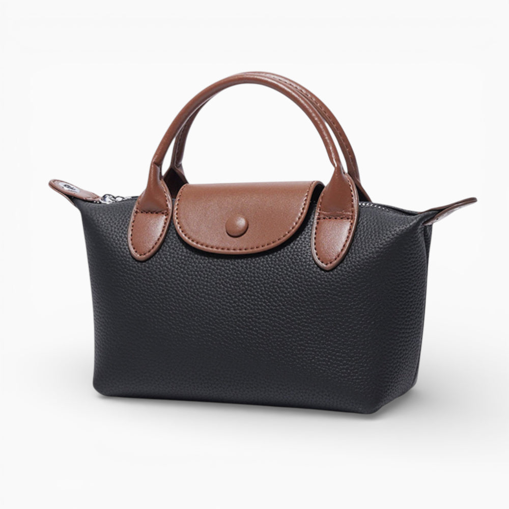 Sac bandoulière en cuir compact pour femme modèle Anaïs de la marque Élégance Cuir, couleur noir avec bandoulière ajustable.