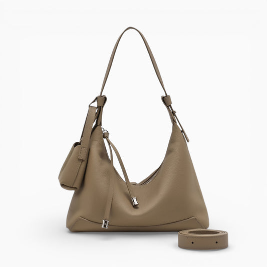 Sac bandoulière en cuir hobo pour femme modèle Sophie de la marque Élégance Cuir, vue de face.