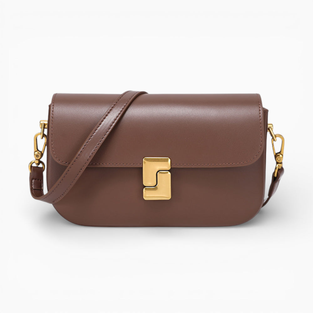 Sac bandoulière en cuir marron pour femme modèle Camille de la marque Élégance Cuir, avec une finition élégante et contemporaine.