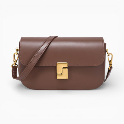 Sac bandoulière en cuir marron pour femme modèle Camille de la marque Élégance Cuir, avec une finition élégante et contemporaine.