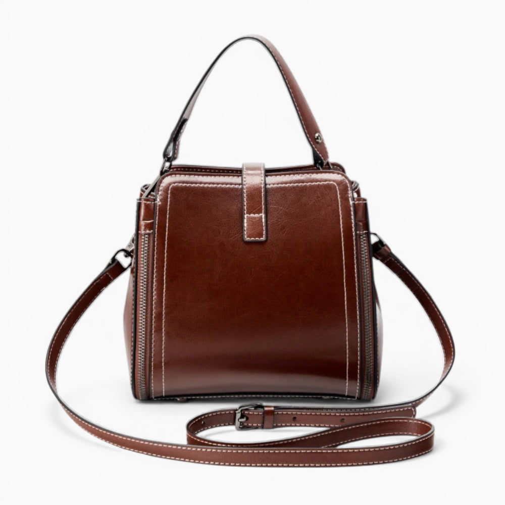 Sac bandoulière en cuir pour femme Élégance Cuir modèle Elise, avec une finition élégante et une bandoulière ajustable.