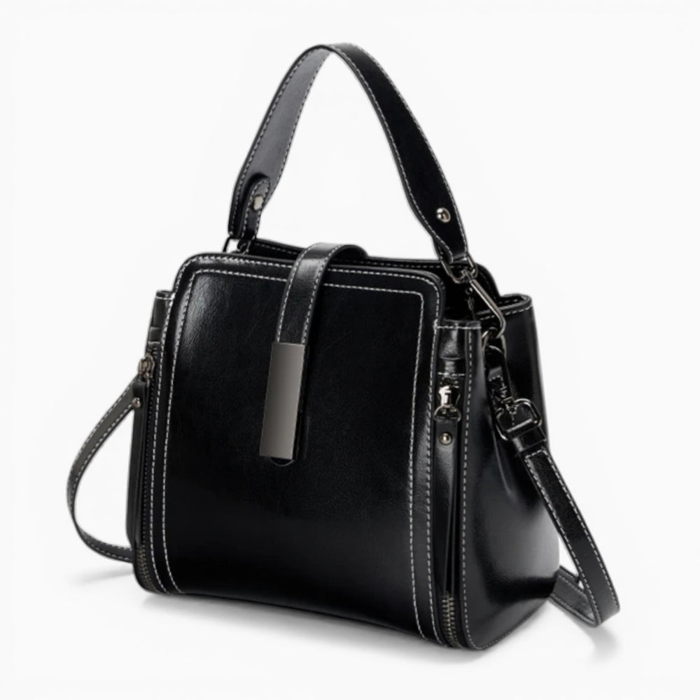 Sac bandoulière en cuir pour femme Élégance Cuir modèle Elise, montrant un design élégant et moderne avec une finition soignée.