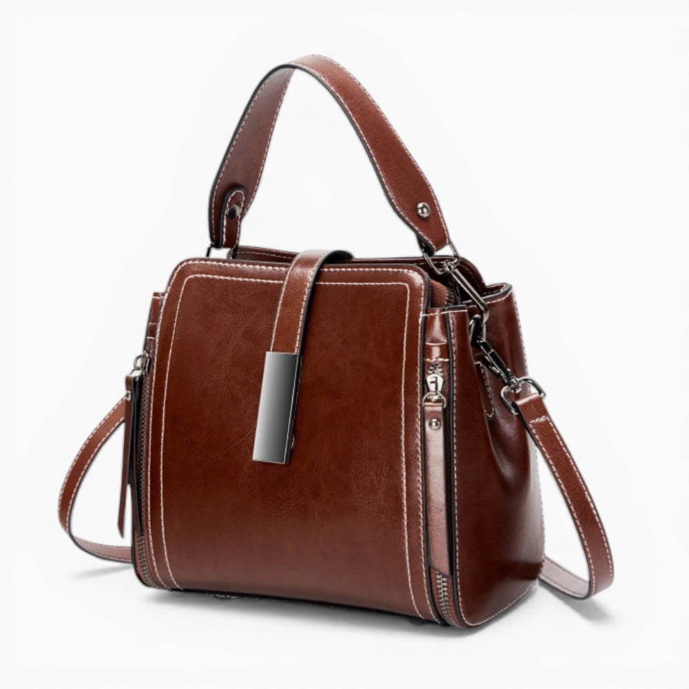 Sac bandoulière en cuir pour femme Élégance Cuir modèle Elise, vue en détail avec finition élégante et bandoulière réglable.