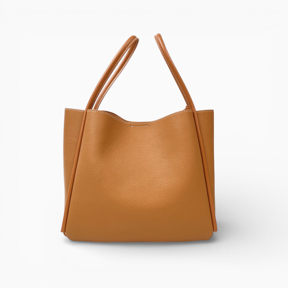 Sac bandoulière en cuir structuré pour femme modèle Clémence de la marque Élégance Cuir, en vue de face arrière