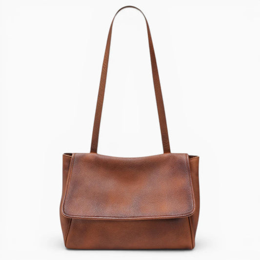 Sac à main en cuir pour femme Élégance Cuir, modèle Héloise couleur marron foncé vue de face