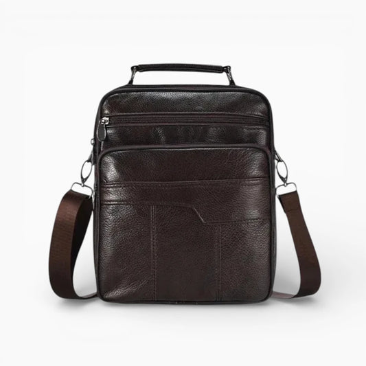 Sacoche bandoulière homme cuir marron modèle Alliance vue de face